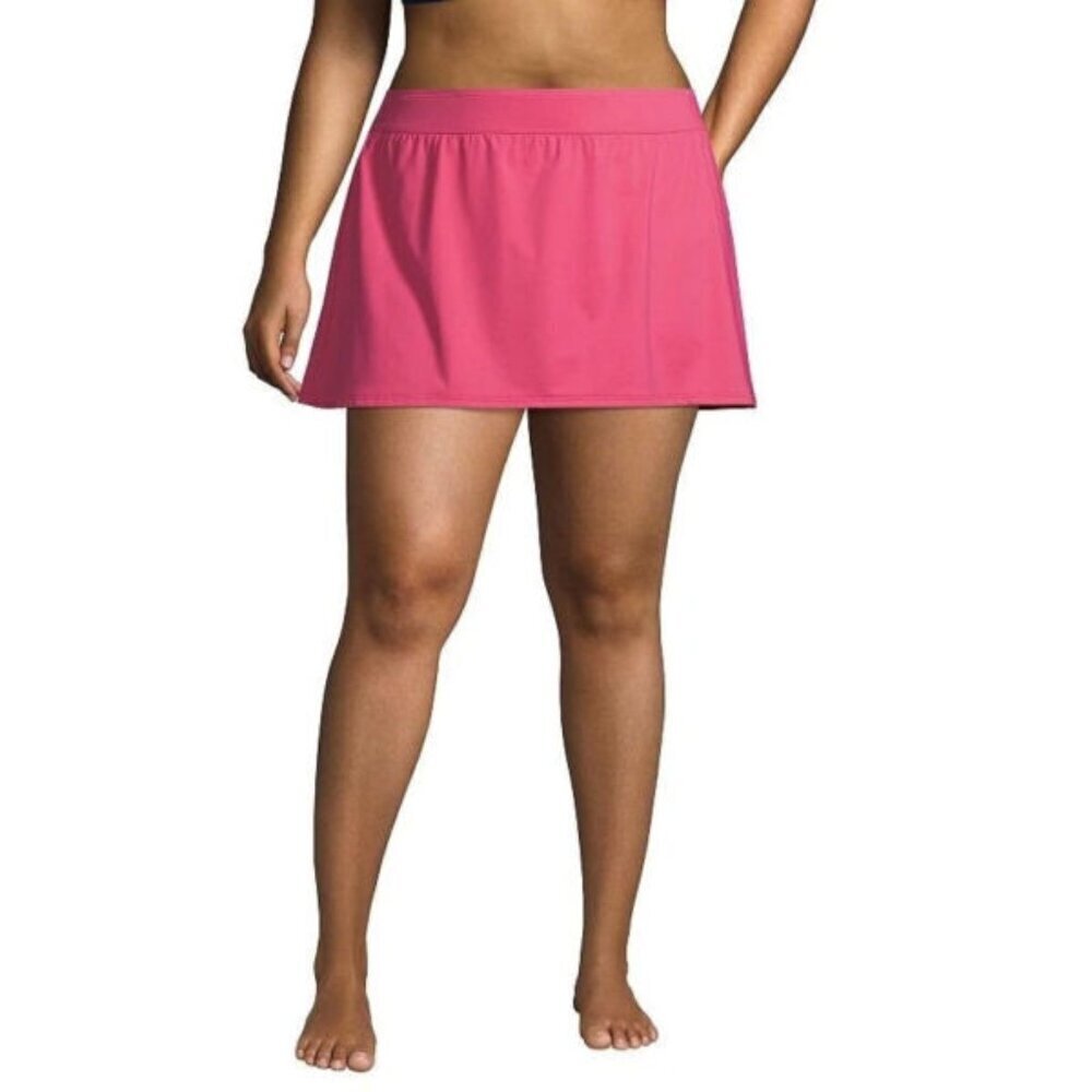 Lands End Swim Skirt Skort Womens Size 18W Pockets UPF Tummy Control Bottoms NEW